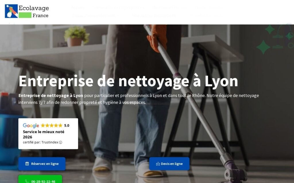 Site web Écolavage Lyon — réalisation FollowDev